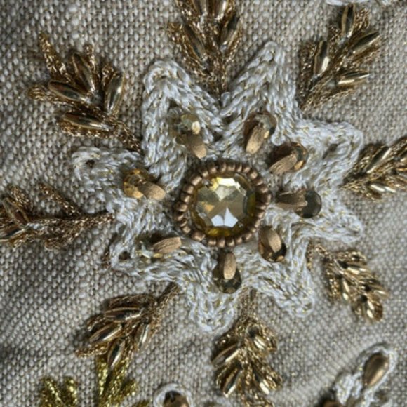 CYNTHIA ROWLEY 25" x 83" Embroidered Wreath Motif Mantel Scarf Christmas XMAS - Picture 9 of 10